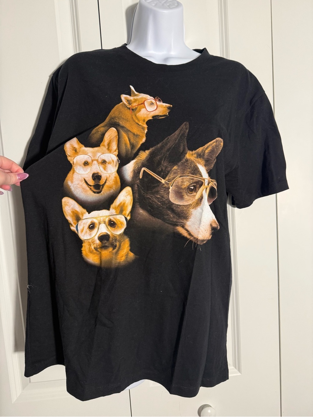 Black Graphic Dog Glasses Short Sleeve Tee